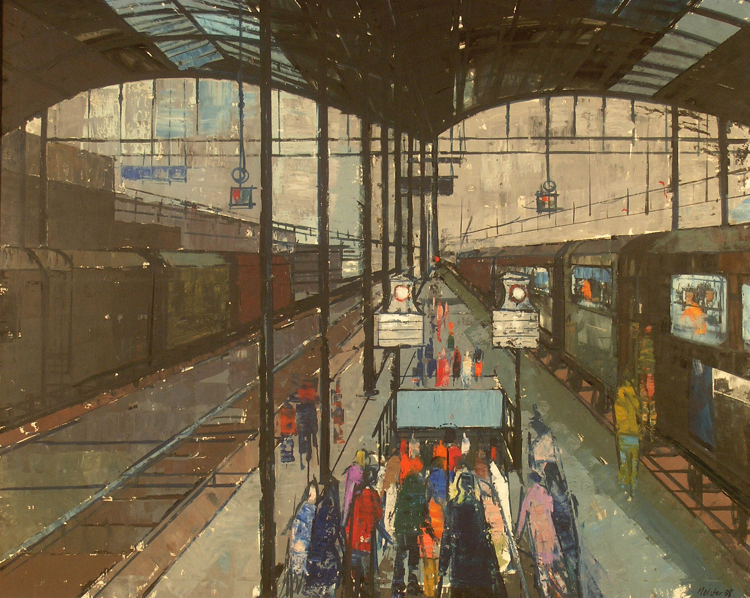 Willi Meister (1918–2012) Bahnhof Olten, 1968. Öl auf Leinwand, 119 x 150 cm, Kunstmuseum Olten