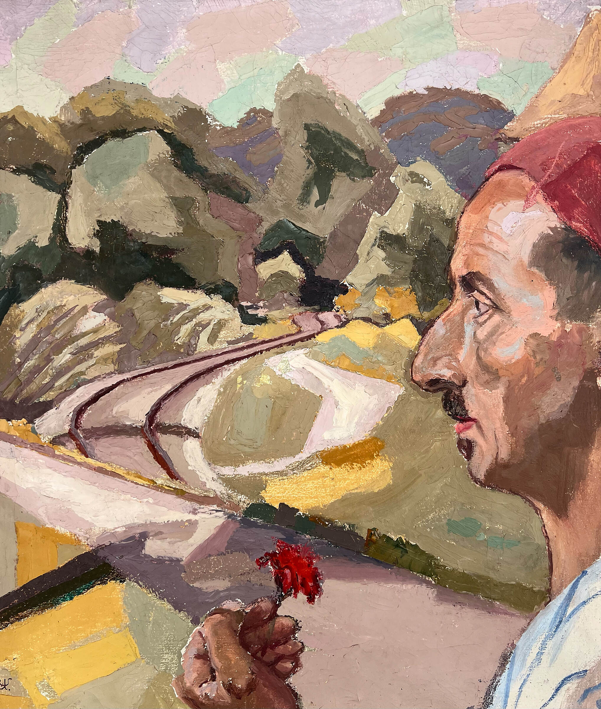 Rudolf Urech-Seon: Selbstportrait, o. J., Öl, Spachtel auf Leinwand, 51 x 43 cm, © Rudolf Urech-Seon Stiftung